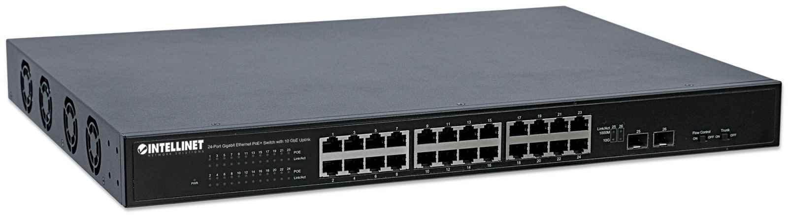 Maniobra Campo frijoles Intellinet Switch de 24 puertos Gigabit Ethernet PoE+ con enlace a 10 GbE  (561143)