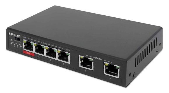 Switch con 6 puertos Fast Ethernet, (3 PoE+, 1 PoE de Alta Potencia y 2 de enlace) Image 1
