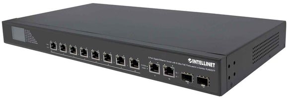 Switch Gigabit de 8 puertos Ultra PoE con 4 puertos de enlace (2 RJ45, 2 SFP) y pantalla LCD Image 1