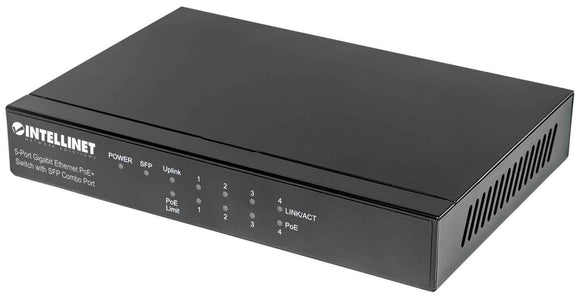 abogado Relativo Acompañar Intellinet Switch de 5 puertos Gigabit Ethernet PoE+ con puerto combo SFP  (561174)